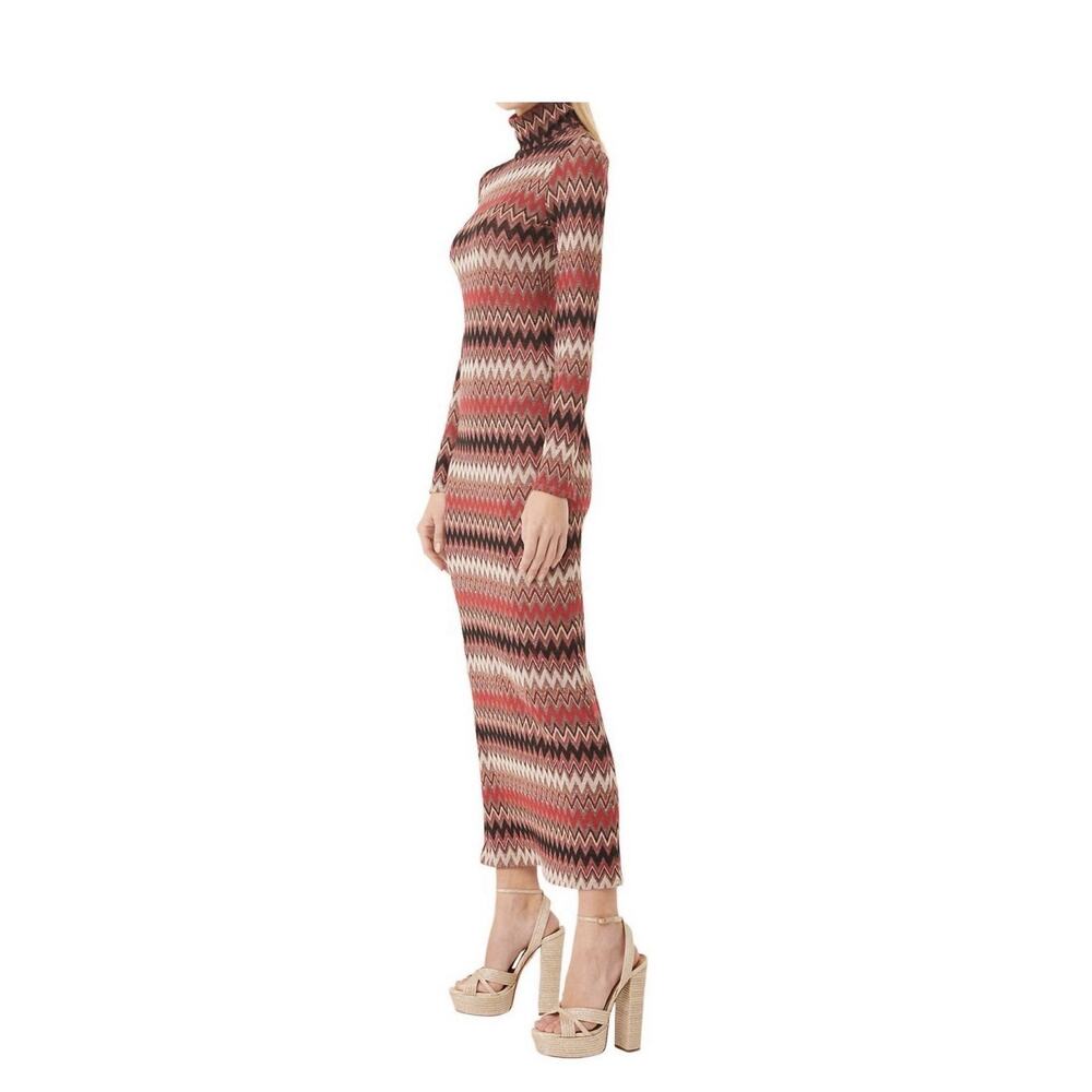 Misa Los Angeles Liv Mock Neck Long Sleeve Dress Winter Chevron Size L - Picture 2 of 10